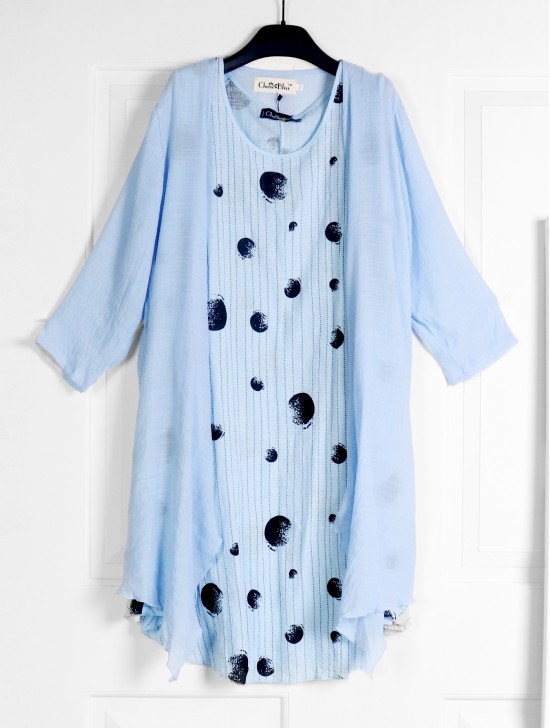 Dots Printed Fashion Dress Set (CL1350 + CL1173LBLU)